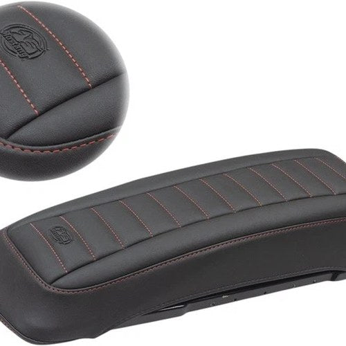 Mustang Saddlebag Lid Covers Deluxe Red Stitch #77637AB Harley Davidson