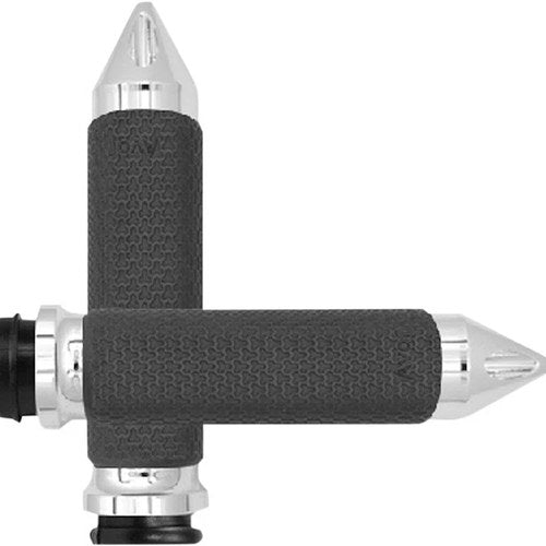 Avon Spike Memory Foam Grips for Throttle By Wire Small Chrome #MF-63-CH-FLY-SP