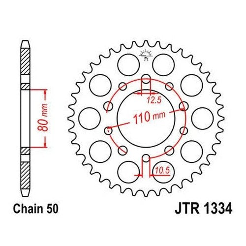 JT Steel Rear Sprocket 530 43T #JTR1334.43 for Honda CB750/CBR 1000/VF1000/VF500
