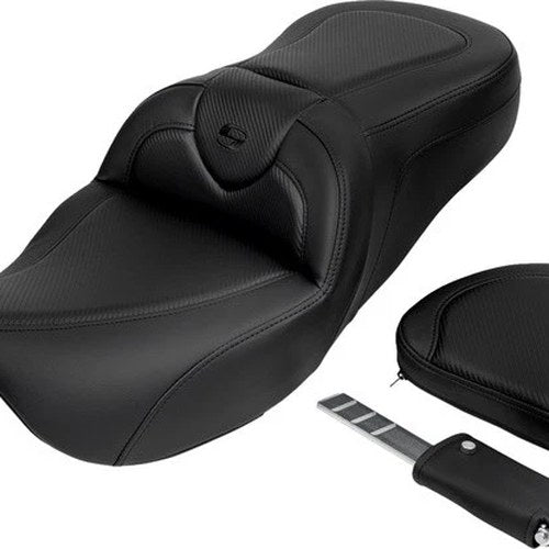 Saddlemen RoadSofa CF Seat With Backrest #284791 Harley Davidson