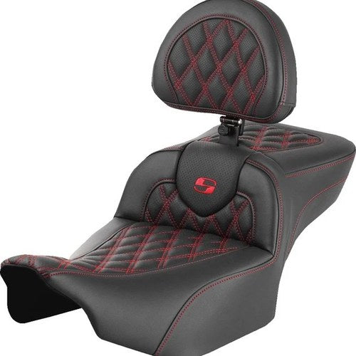 Saddlemen RoadSofa LS Ext. Reach Seat With Backrest Red Stitch #284992
