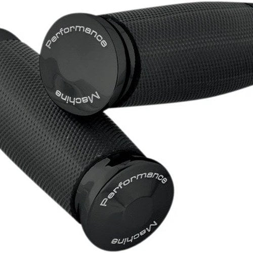 Performance Machine Contour Footpegs Rubber-Wrapped Black Male-Mount