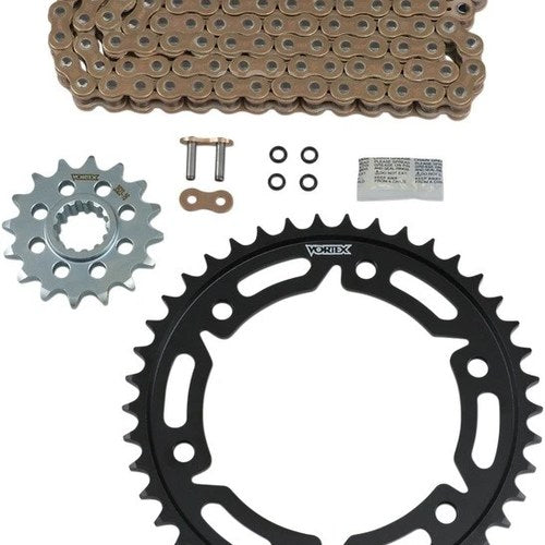 Vortex V3 Wss Chain & Sprocket Kit with Steel Rear Gold 16/42T 530SX3-116