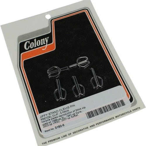 Colony Kickstand Clevis Pin Pretzel Clip Chrome 5-Pack #3182-5 Harley Davidson