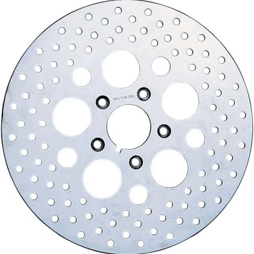 DS Polished Stainless Drilled Brake Rotor Rear Harley Davidson 139482