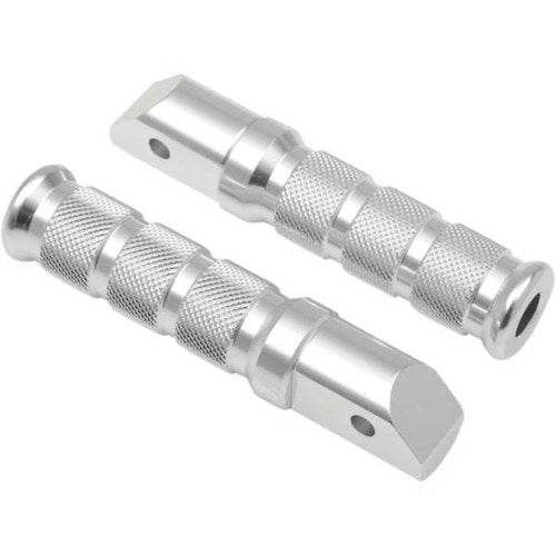 Emgo Round Passenger Footpegs Silver #50-11281 for Yamaha