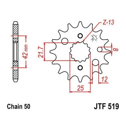 JT Front Sprocket 530 16T #JTF519.16 for Kawasaki Ninja ZX-9R/Vulcan 800