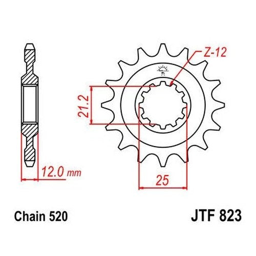 JT Front Sprocket 520 14T #JTF823.14 Husaberg/Husqvarna