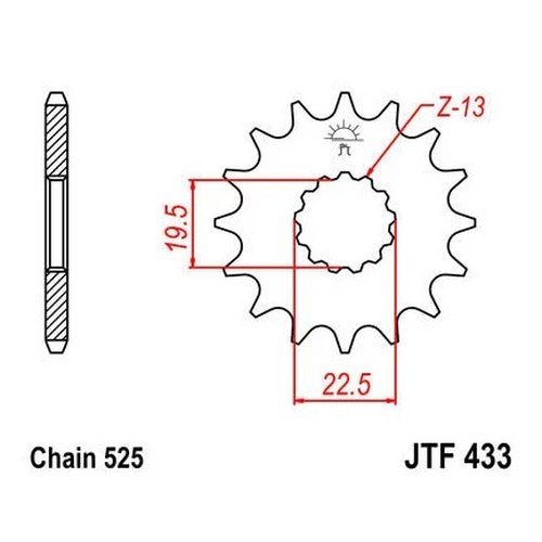 JT Front Sprocket 525 14T for Suzuki GSF400 Bandit 400 1991-1993