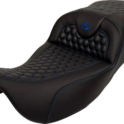 Saddlemen RoadSofa HC Ext. Reach Seat Blue Stitch #284863 Harley Davidson