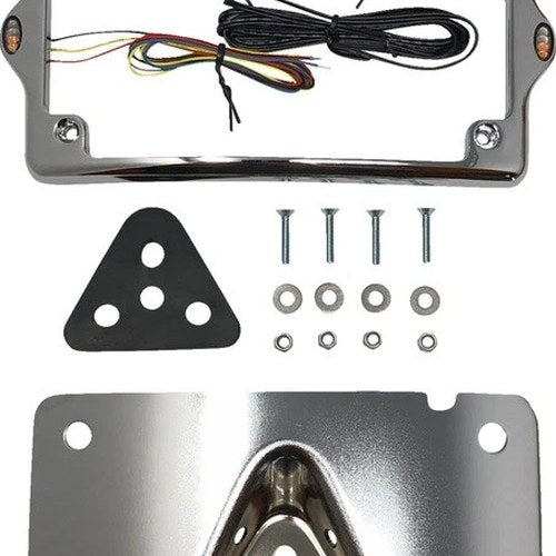 Kodlin Curved LED License Plate Kit For Harley Davidson 3-Hole Pattern Chrome