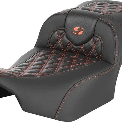 Saddlemen RoadSofa LS/CF Ext. Reach Seat Orange Stitch #284997 Harley Davidson