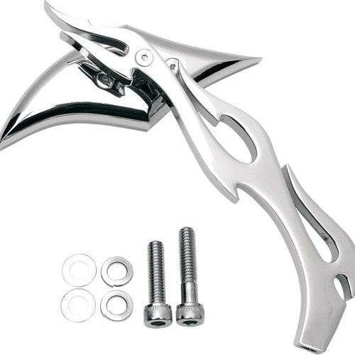 DS Gothic Mirror with Flame Stem Left Chrome