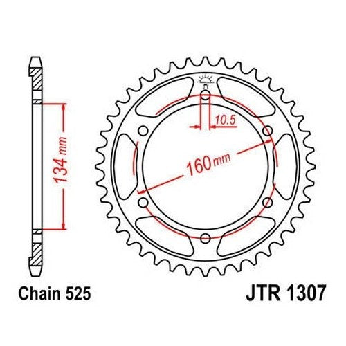 JT Steel Rear Sprocket 525 43T fits Honda CBR600RR 2003-2006