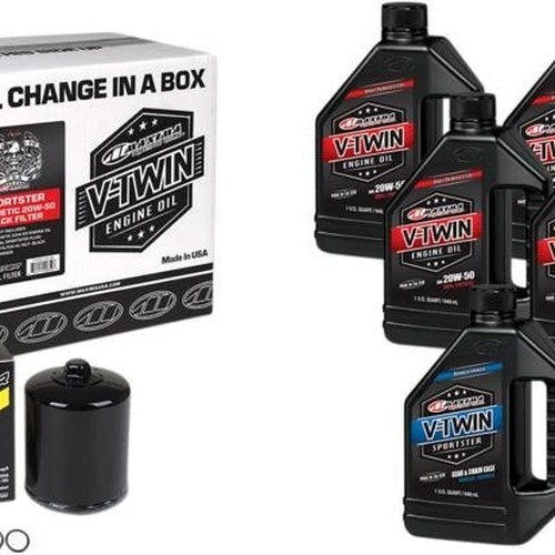 Maxima Oil Change In A Box Synthetic Oil Kit Black 20W-50 Harley Sportster