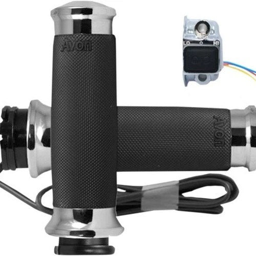 Avon Heated Custom Contour Grips Cable Throttle Chrome #CC-85-CH-HT