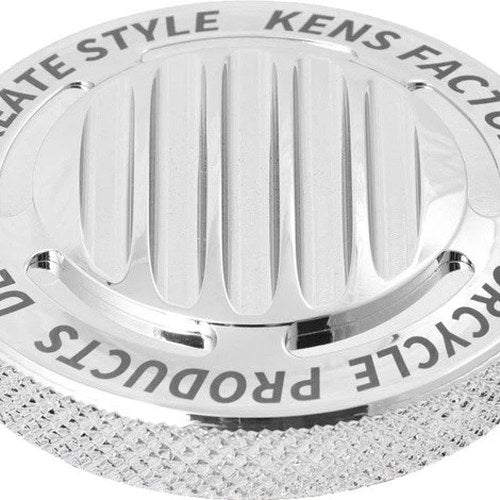 Ken's Factory Next Level Finned Ratchet Left Hand/Non-Vented Gas Cap Chrome M8