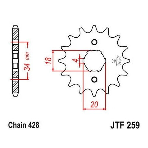 JT Front Sprocket 428 14T #JTF259.14 fits Honda