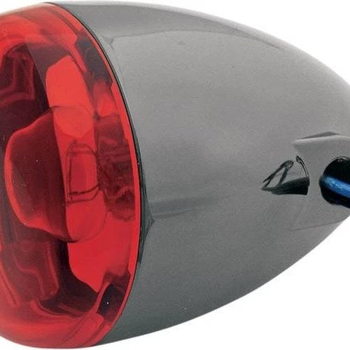 Chris Deuce-Style Turn Signal Black Chrome Stem Mount w/Red Lens 8501R-BN