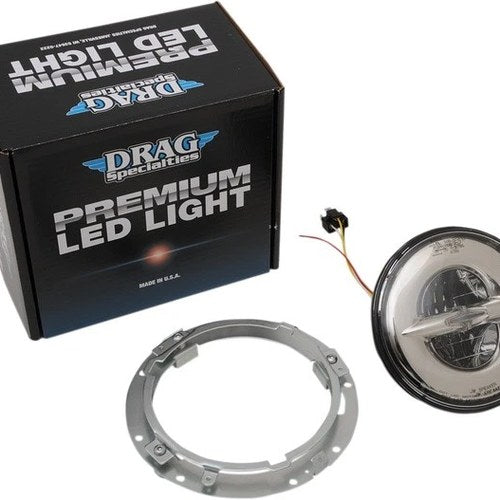 DS Premium 7" Reflector Style LED Headlight w/ Mounting Ring Chrome Face #175370