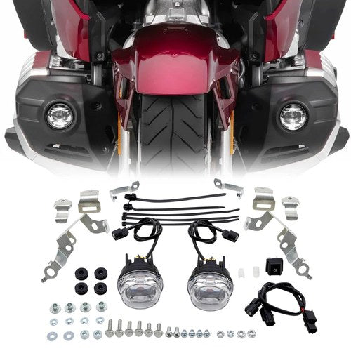 Pair LED Fog Lights W/ Attachment Kit Fit For Honda Goldwing 1800 GL1800 18–25