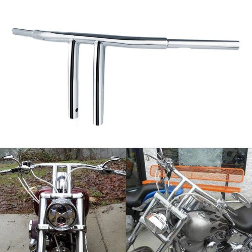 1-1/4" Chrome T-Bar Motorcycle Riser Handlebar Fit For Harley Dyna Softail