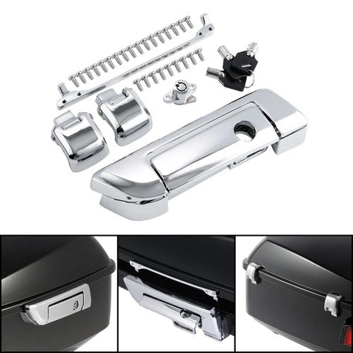 Chrome Trunk Lid Latch Hinges Fit For Harley Road Glide King 14-25