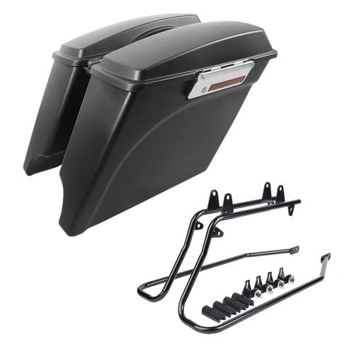 Hard Saddlebags w/ Conversion Bracket Fit For Harley Softail Fatboy Deluxe 84-17