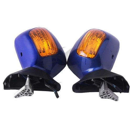 Rearview Side Mirror W/ Turn Signal Fit For Honda Goldwing GL1800 2001-2017 Blue