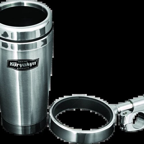 Kuryakyn Drink Holder With Stainless Steel Mug 1in Bar Clamp Chrome