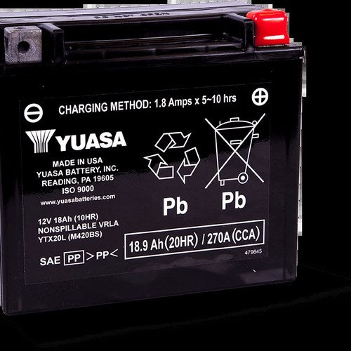 Yuasa YTX20L Maintenance For Free Agm 12 Volt Battery
