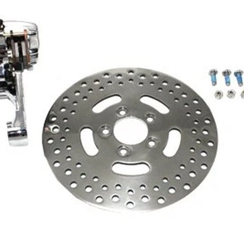 Chrome Rear Single Piston Caliper and 11-1/2 inch Disc Kit for Harley-Davidson