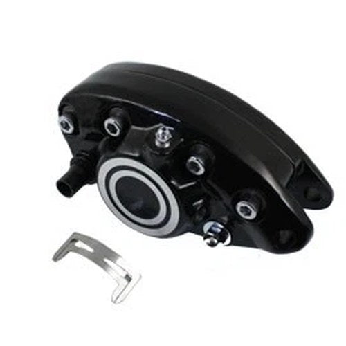 Black Rear 1 Piston Banana Caliper with Bullseye for Harley-Davidson