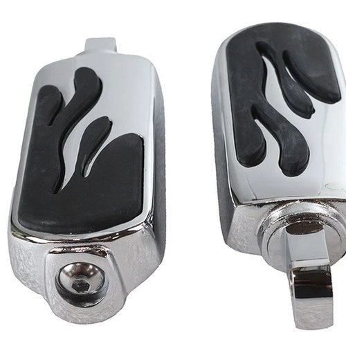 Chrome Flame Style Footpeg Set for Harley-Davidson
