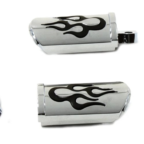 Flame Style Adjustable Footpeg Set Chrome for Harley-Davidson