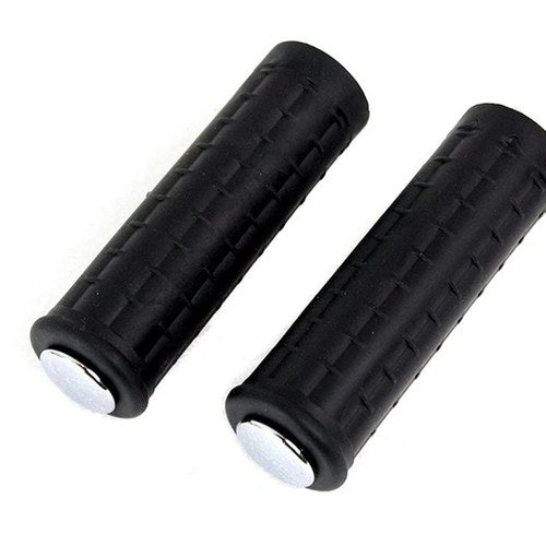 Replica Black Waffle Handlebar Grip Set with Chrome Plugs for Harley-Davidson