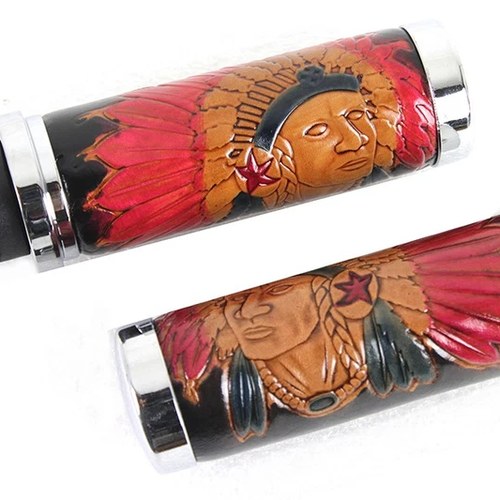 Indian Grip Set with Chrome Ends for Harley-Davidson