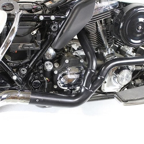 2 into 1 Exhaust Header Set Black for Harley-Davidson