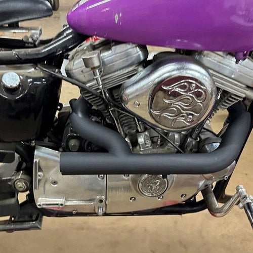 2:1 Siamese Exhaust Header Set Black for Harley-Davidson