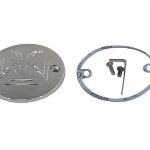 Red Baron Cross Ignition System Cover 2-Hole Chrome for Harley-Davidson