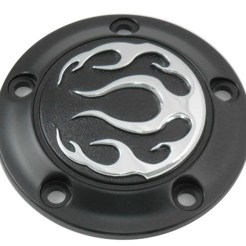 Black 5-Hole Flame Point Cover for Harley-Davidson