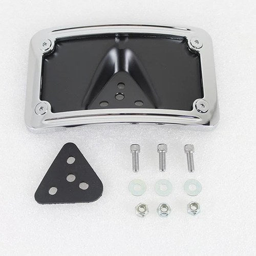 License Plate Bracket Curved Laydown Style Chrome Billet for Harley-Davidson