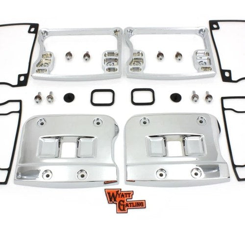 Wyatt Gatling Top Rocker Box Cover and D-Ring Set Chrome for Harley-Davidson