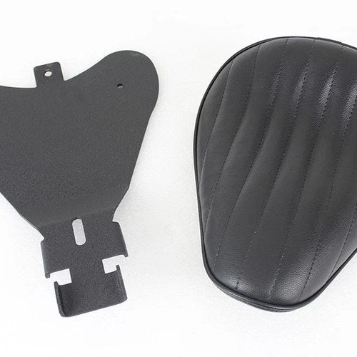 Bates Solid Mount Solo Seat Black Leather for Harley-Davidson
