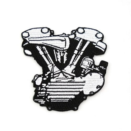 Black and White Knucklehead Engine Patches for Harley-Davidson