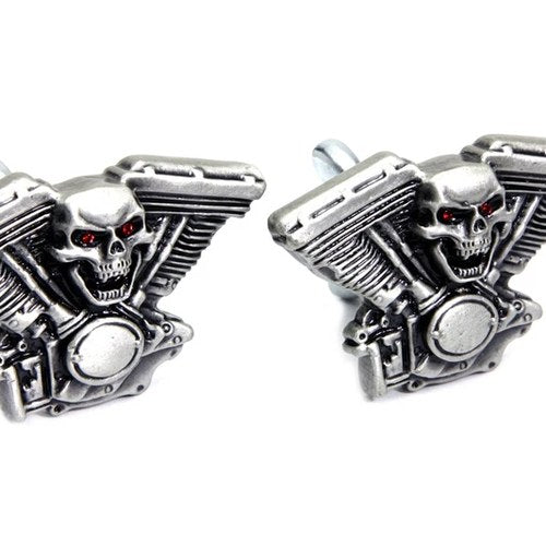 Skull on Panhead Engine License Plate Topper Set for Harley-Davidson
