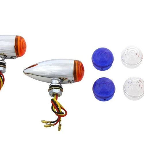 Mini Amber LED Bullet Lens Marker Lamp Set for Harley-Davidson