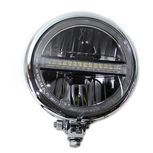 5-3/4 inch Bates Style LED Headlamp Chrome for Harley-Davidson