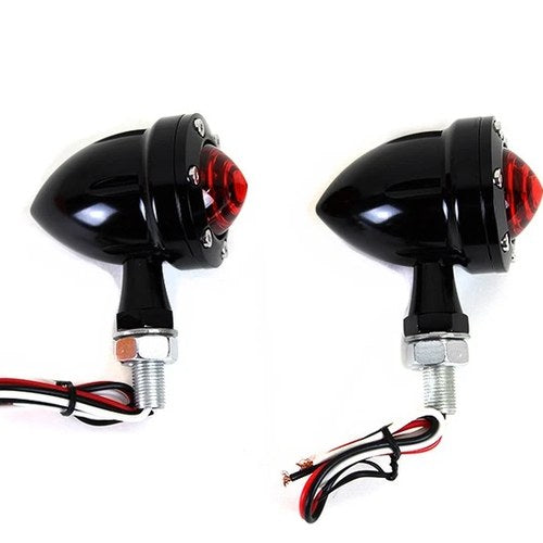 LED Bullet Turn Signal Set Black with Red Lens for Harley-Davidson