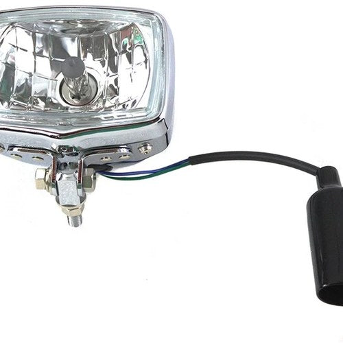 12 Volt Chopper Rectangular Headlamp Chrome for Harley-Davidson